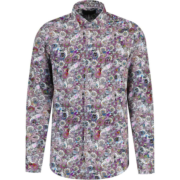 guide london mens 60s psychedelic bold floral print long sleeve shirt pink