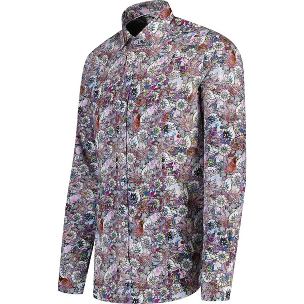guide london mens 60s psychedelic bold floral print long sleeve shirt pink