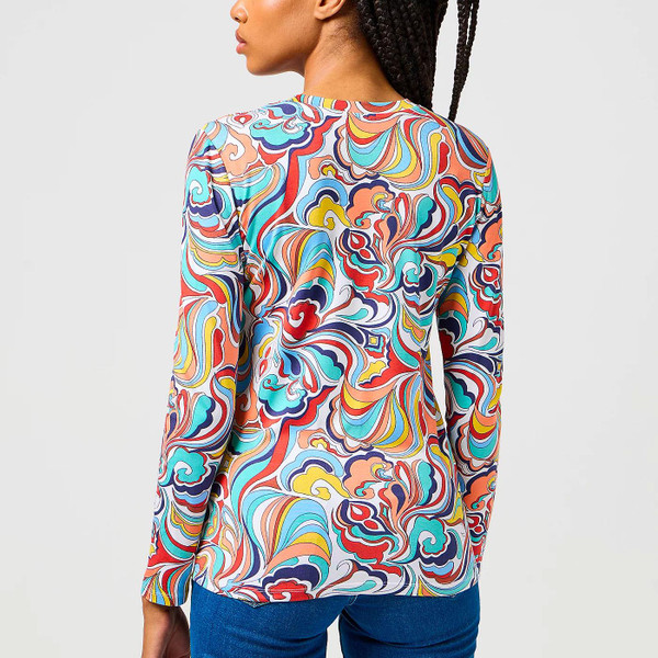 Wrangler Women's Long Sleeve Slim Tee Latigo Retro 60s Print Top 112362568