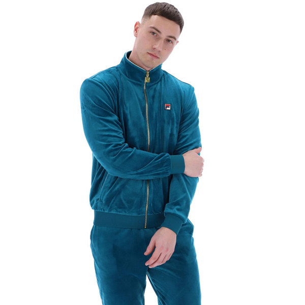 Fila Vintage Irving 2 Velour Retro 80s Track Top in Deep Lagoon SS25MH013 428