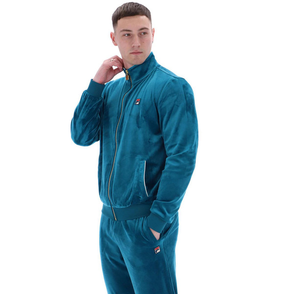 Fila Vintage Irving 2 Velour Retro 1980s Track Top in Deep Lagoon SS25MH013 428