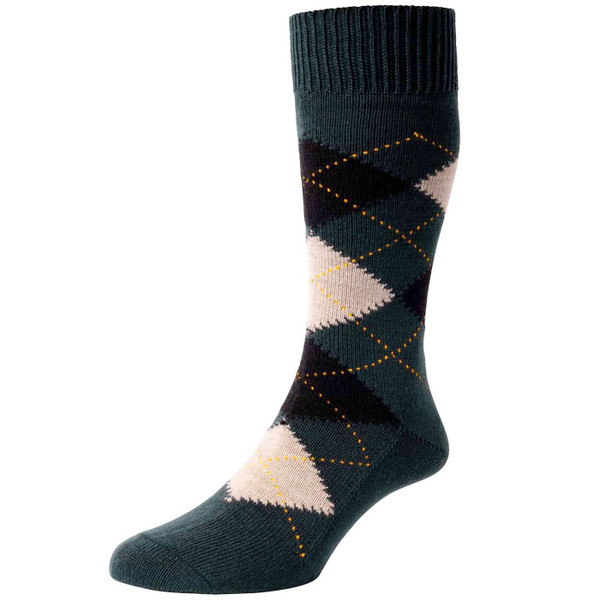 Pantherella Racton Made in England Argyle Socks in Racing Green B59100 329