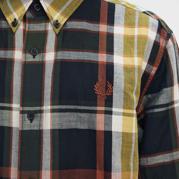 Fred Perry Men's Mod Madras Check Button Down Shirt in Navy M9625 608 