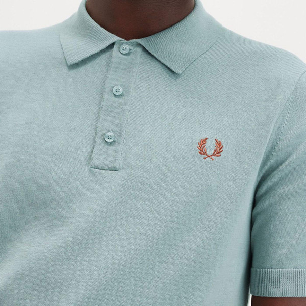 Fred Perry Men's Mod Knitted Polo Shirt in Silver Blue K9725 959