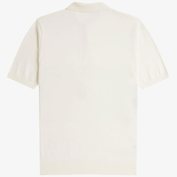 Fred Perry Mod Combed Cotton Panelled Knitted Polo Shirt in Light Ecru K9709 760