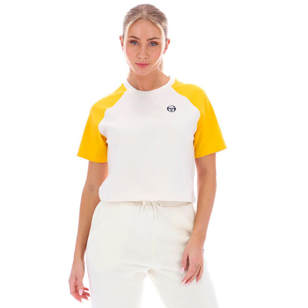 Sergio Tacchini Wilhemina Cropped T-Shirt in Gardenia and yellow STW12119 108