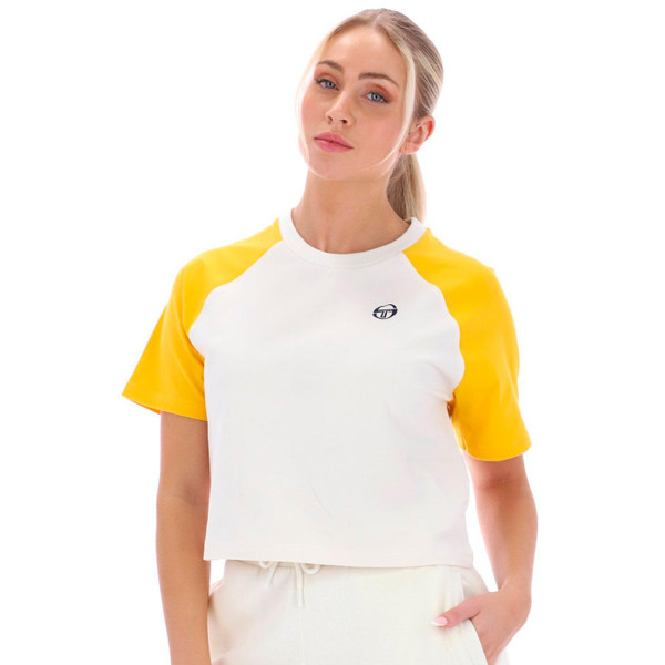 Sergio Tacchini Wilhemina Cropped T-Shirt in Gardenia and yellow STW12119 108