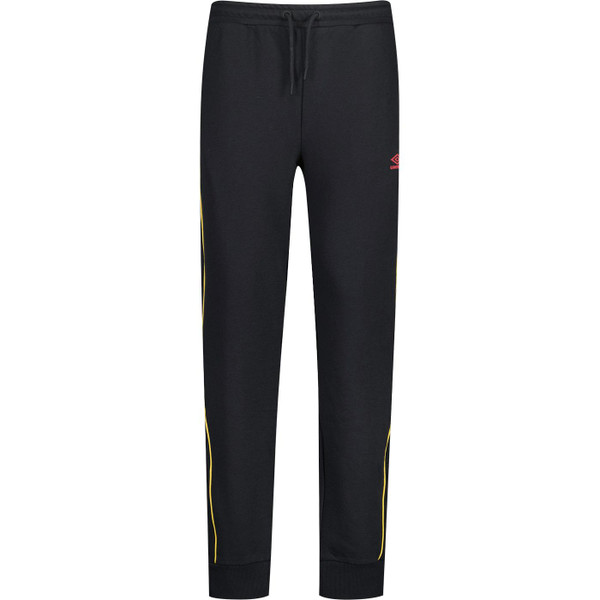 umbro mens retro 80s side piping detail panelled joggers black red gold