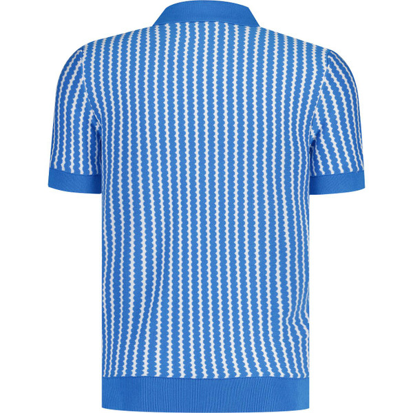 ben sherman mens mod jacquard vertical wave v neck polo tshirt snow white kingfisher blue