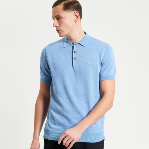 Ben Sherman Signature Knitted Polo in Glacier Blue 1012857 091
