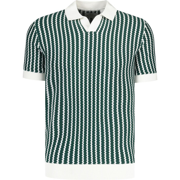 ben sherman mens mod jacquard vertical wave v neck polo tshirt snow white green