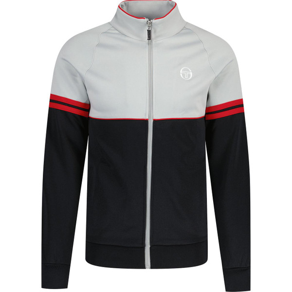 sergio tacchini mens orion retro 80s colour block zip track jacket high rise grey black