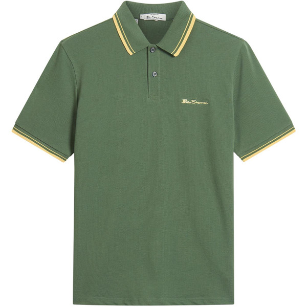 Ben Sherman Signature Tipped Polo in Deep Jungle 1012790 652 