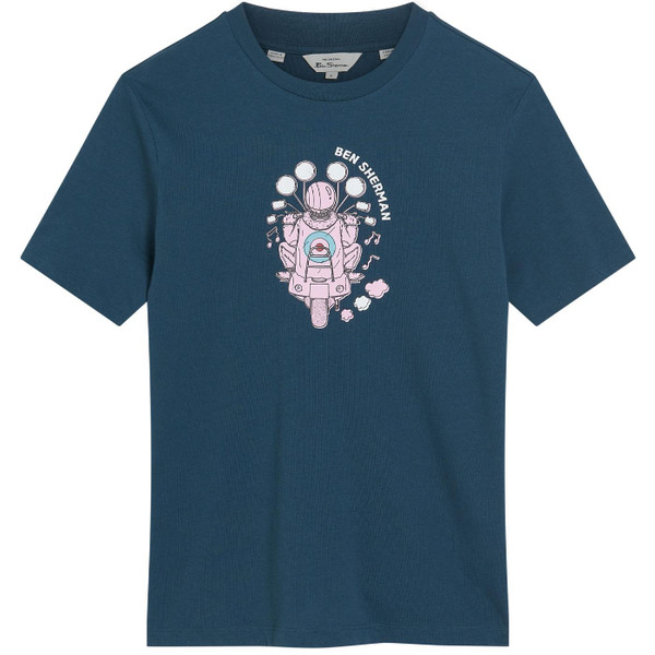 Ben Sherman Mod Scooter Print T-Shirt in Indigo 1012527 180