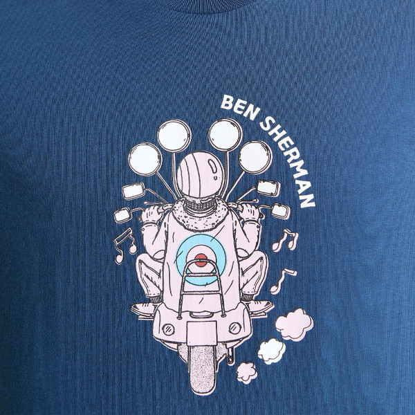Ben Sherman Mod Scooter Print T-Shirt in Indigo 1012527 180