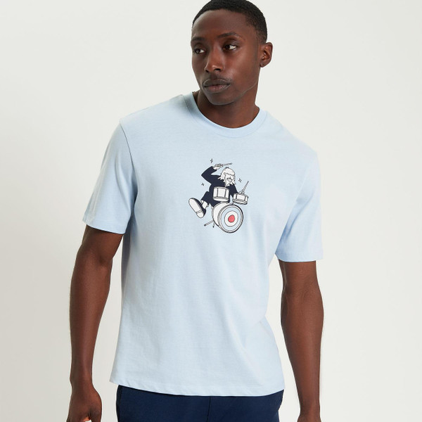 Ben Sherman Drummer Print Target T-Shirt in Ice Blue 1012512 973
