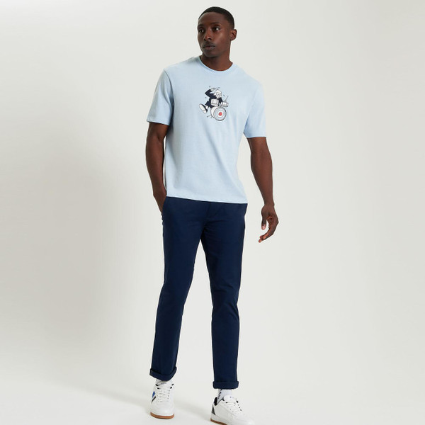 Ben Sherman Drummer Print Target T-Shirt in Ice Blue 1012512 973