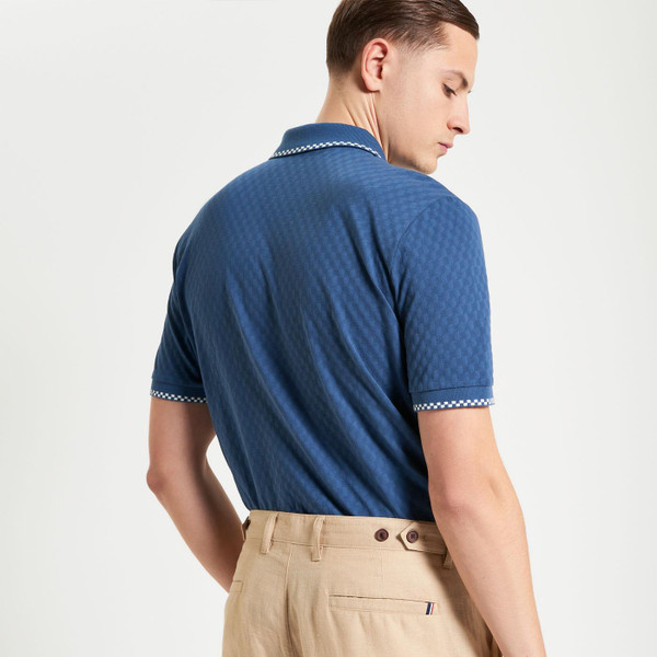 Ben Sherman Chequerboard Tipped Textured Polo in Indigo 1012403 180