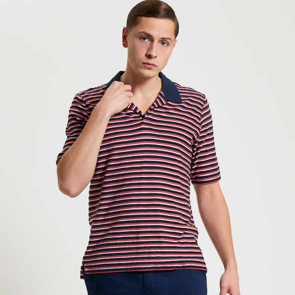 Ben Sherman Loopback Stripe Polo in Dark Navy and Red 1012400 25