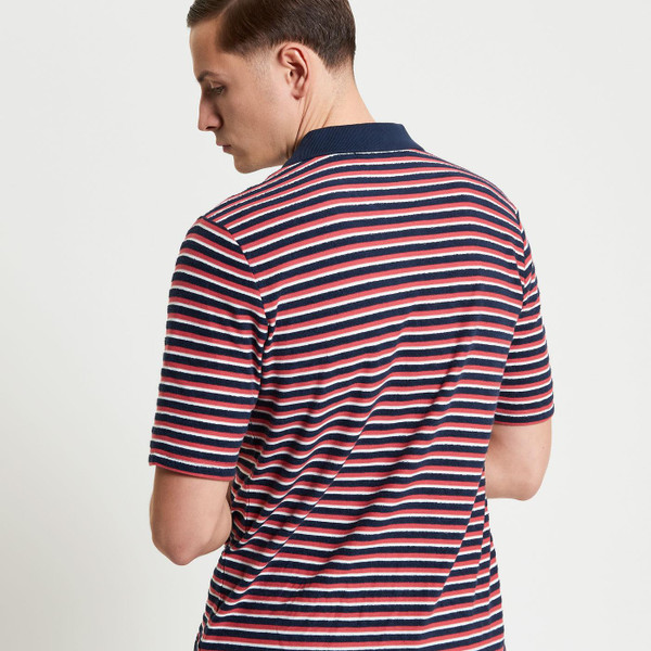 Ben Sherman Loopback Stripe Polo in Dark Navy and Red 1012400 25