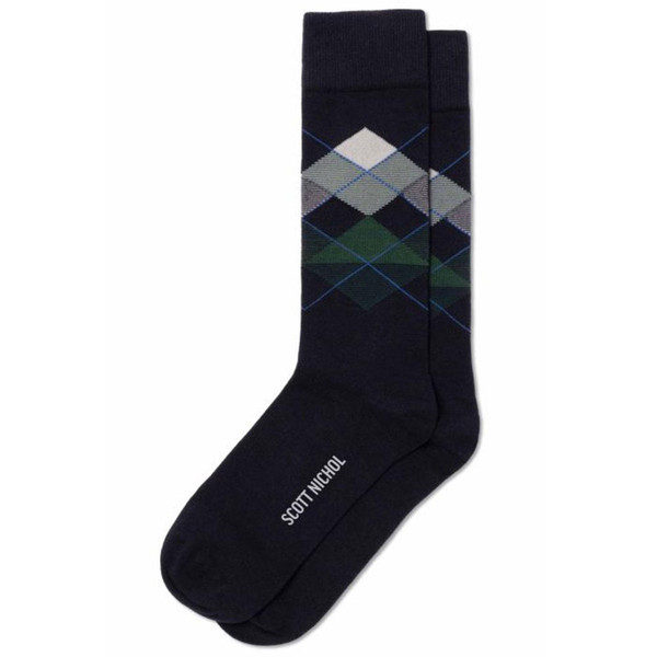 Crawford Made in England Argyle Ivy League Socks in Navy YS4080 0002
