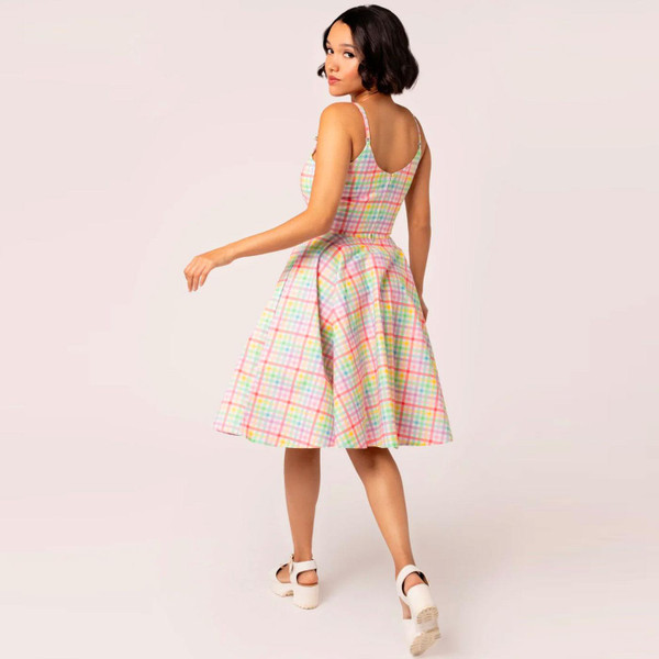 Hell Bunny Suzon Rainbow Gingham Summer Dress H40454