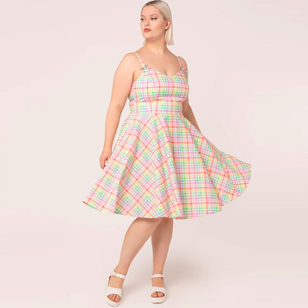 Hell Bunny Suzon Rainbow Gingham Summer Dress H40454
