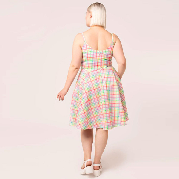 Hell Bunny Suzon Rainbow Gingham Summer Dress H40454