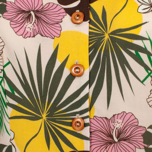 Hell Bunny Benita 1950s Resort Collar Tropical Print Blouse H60360