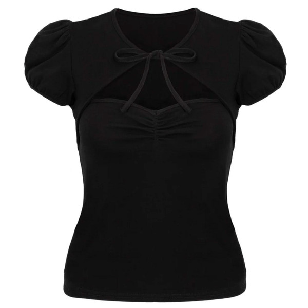 Hell Bunny Retro 50s Priscilla Bolero Top in Black H60361