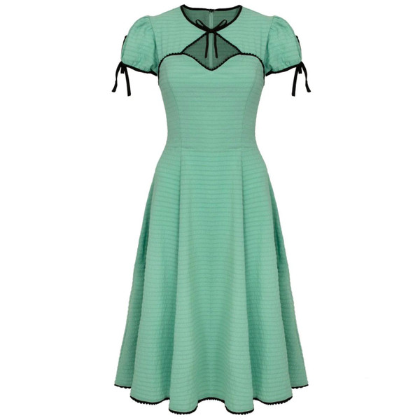Hell Bunny Casey 50s Vintage Bolero Flare Dress in Mint Green H40451