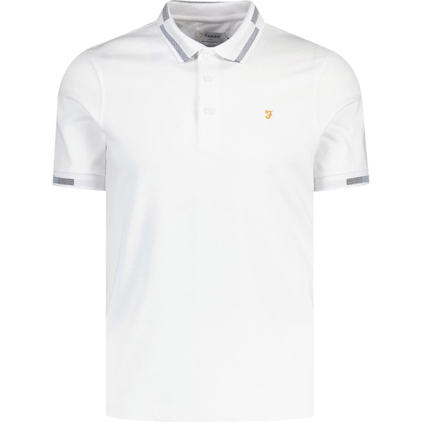 farah vintage mens purdy retro ripped rib polo tshirt white