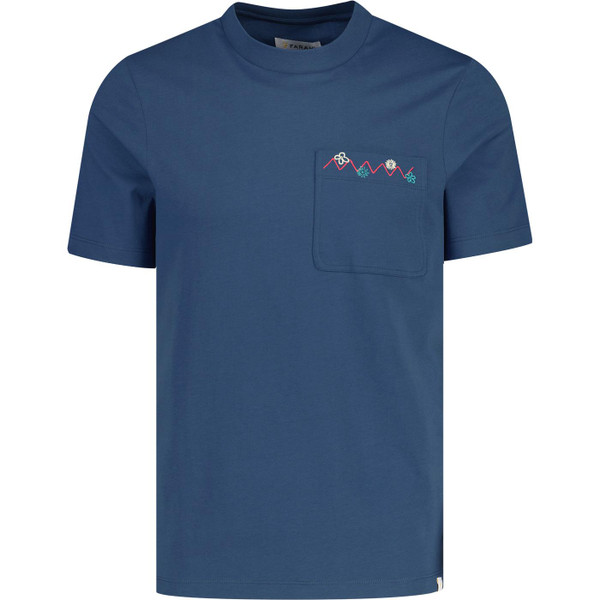 farah vintage mens stacy retro embroidered patch pocket crew neck tshirt cold metal blue