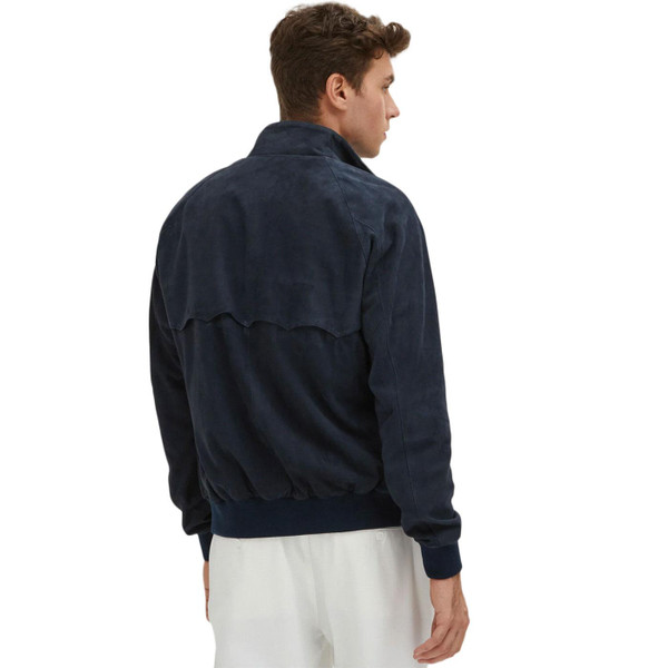 Baracuta G9 Harrington Jacket in Navy Suede