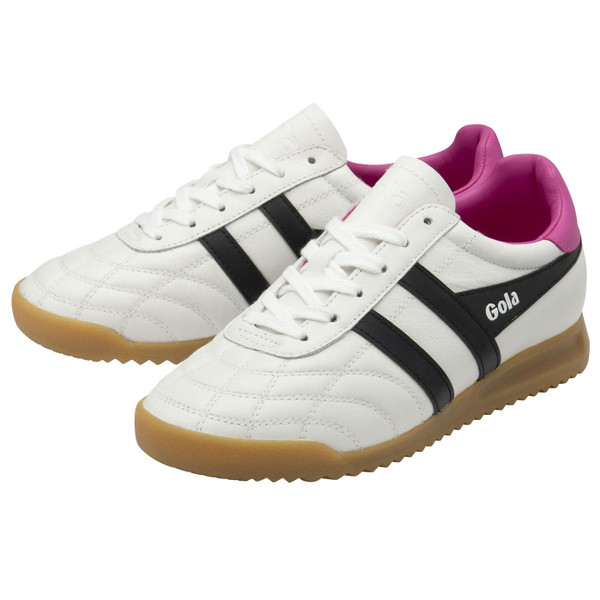 Gola Women's Stadium Retro 80s Trainers in White and Shocking Pink CLB410XB