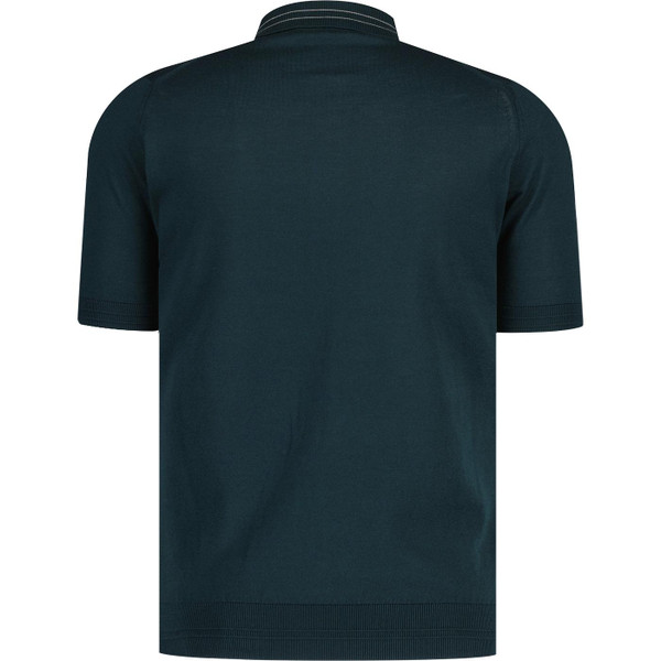 John Smedley Mens Otis Made in England Tipped Knit Polo Shirt in Rainforest Green