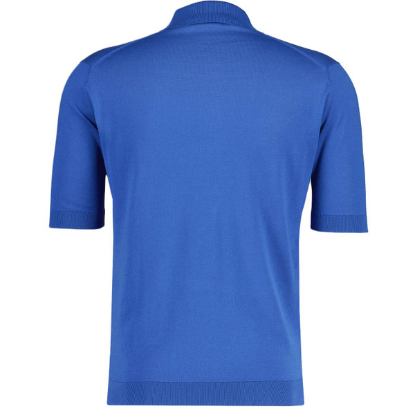 John Smedley Isis Made in England Mod Knitted Polo Shirt in Pacific