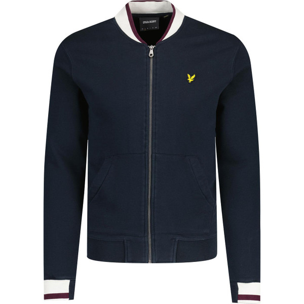 lyle and scott mens half tipped zip jersey bomber jacket dark navy