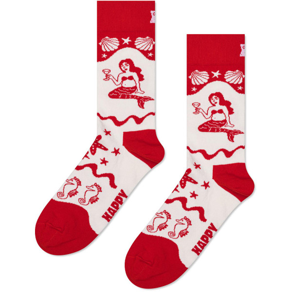 Happy Socks Mermaid Socks in White/Red P002596-1000