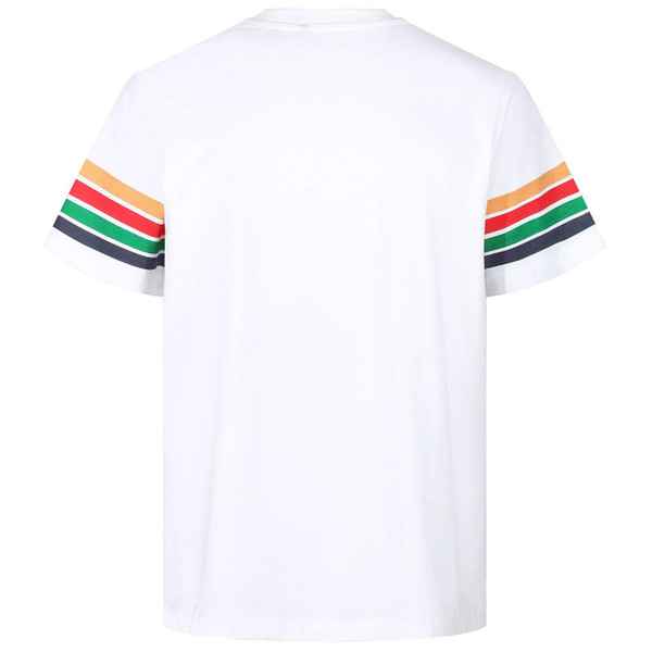 Luke Rally Men's Retro Sleeve Stripe T-shirt in White