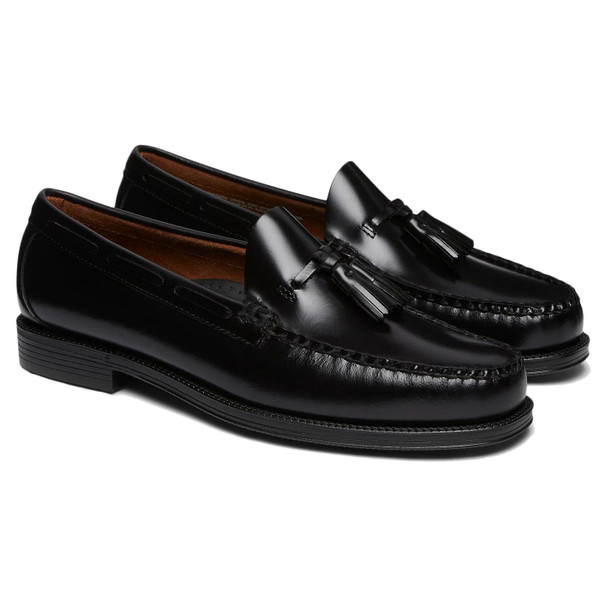 Pair of GH Bass Larkin Easy Weejun Tassel Loafers in Black Leather & Rubber Sole