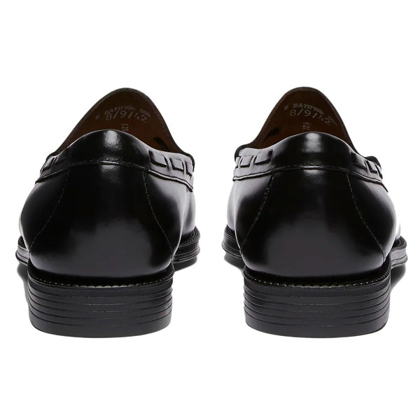 Heels on GH Bass Larkin Easy Weejun Tassel Loafers in Black Leather & Rubber Sole