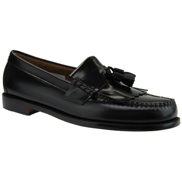 Bass Weejuns Heritage Layton Moc Kiltie Fringe Loafers in Black Leather