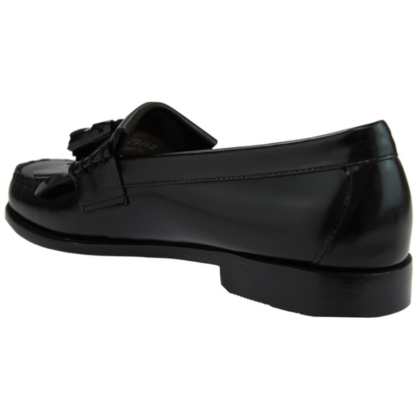 Inside of Bass Weejuns Heritage Layton Moc Kiltie Fringe Loafers in Black Leather