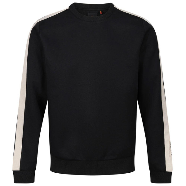 Luke Massachusetts Retro Sleeve Stripe Sports Sweatshirt in Black M770351