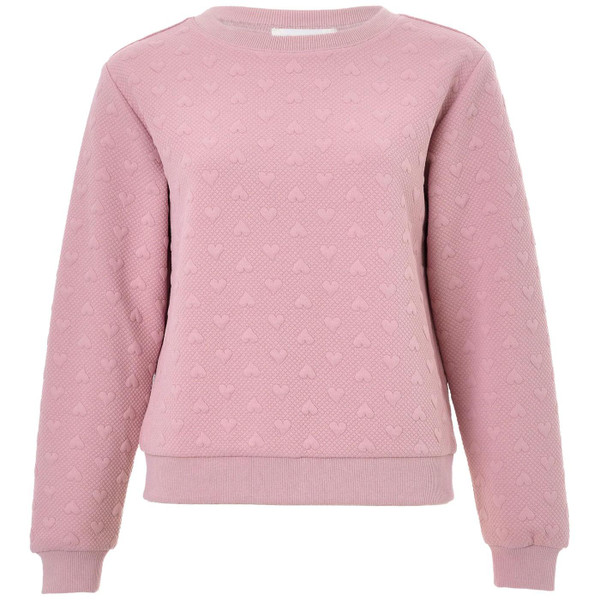 Louche Jan Heartfelt Quilted Sweatshirt in Pale Pink
