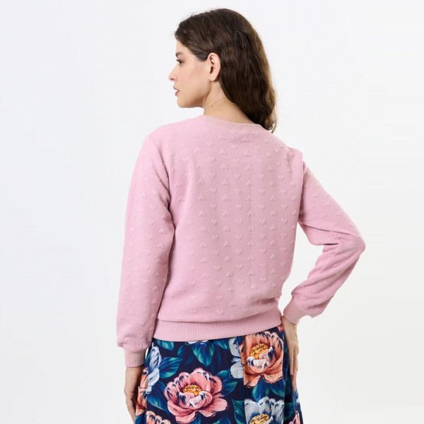 Louche Jan Heartfelt Quilted Sweatshirt in Pale Pink