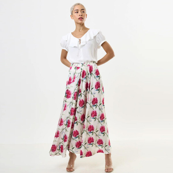 Louche London Eloise Moss Crepe Frill Collar Blouse in Off White
