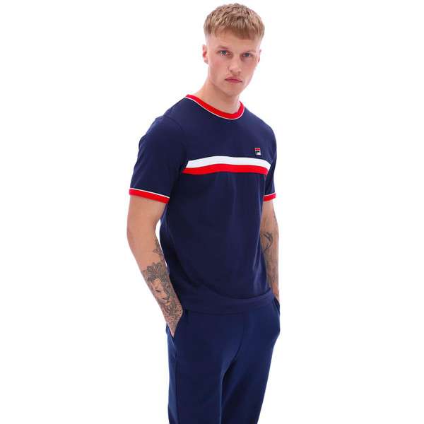 Fila Vintage Razee Chest Stripe 70s Tee in Navy LM181K91 410 