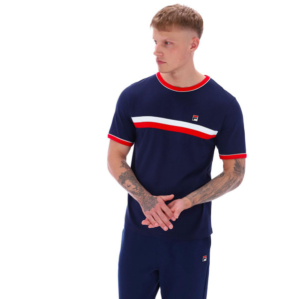 Fila Vintage Razee Chest Stripe 70s Tee in Navy LM181K91 410 